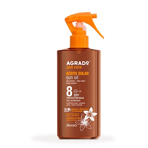 

AGRADO Солнцезащитное масло для загара SPF 8, Солнцезащитное масло для загара SPF 8