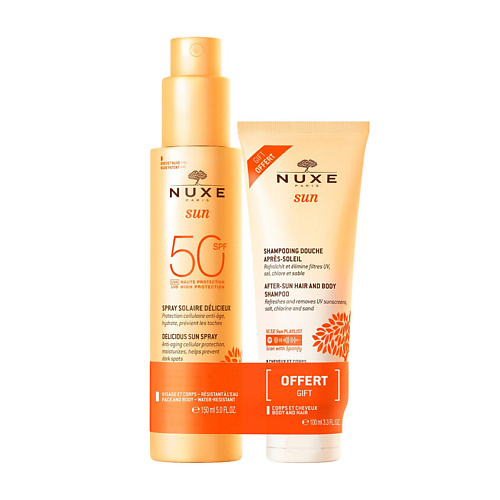 

NUXE Набор Sun Care: Солнцезащитный спрей SPF50 + Гель-шампунь, Набор Sun Care: Солнцезащитный спрей SPF50 + Гель-шампунь