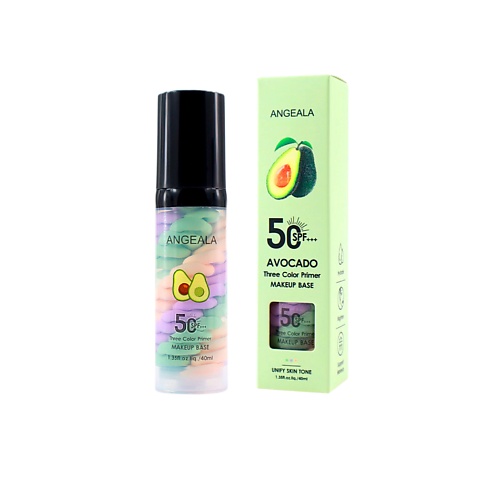 

ANGEALA База под макияж с авокадо трехцветная праймер с spf 4 в 1, База под макияж с авокадо трехцветная праймер с spf 4 в 1