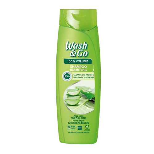 Шампунь для волос WASH&GO Шампунь Очищение и увлажнение. Алоэ вера. Для сухих волос Shampoo With Aloe Vera Extract For Dry Hair