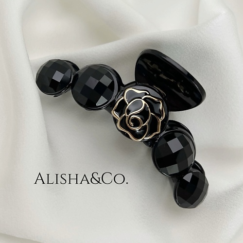 

ALISHA&CO. Крабик для волос Black Rose Черная роза, Крабик для волос Black Rose Черная роза