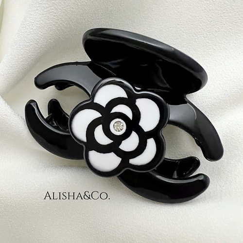 

ALISHA&CO. Крабик для волос Коко Черно-белый цветок, Крабик для волос Коко Черно-белый цветок