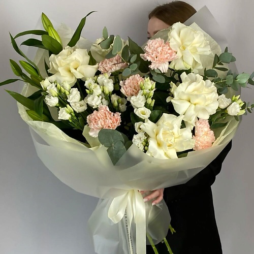 

VLSHBN FLOWERS STATE Авторский весенний букет с белыми Розами, Диантус , Эустома, Лилия, Эвкалипт, Авторский весенний букет с белыми Розами, Диантус , Эустома, Лилия, Эвкалипт
