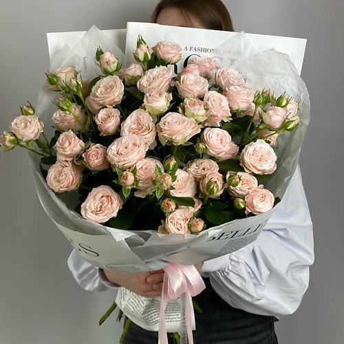 

VLSHBN FLOWERS STATE Монобукет из 9 пионовидных кустовых роз, Монобукет из 9 пионовидных кустовых роз