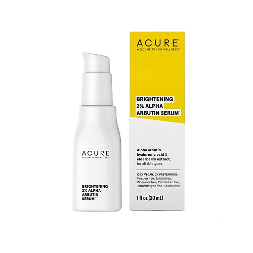 

ACURE Сыворотка для лица с 2% альфа-арбутином и гиалуроновой кислотой Brightening 30, Сыворотка для лица с 2% альфа-арбутином и гиалуроновой кислотой Brightening