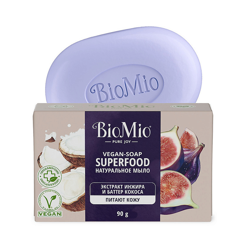 BIO MIO Натуральное мыло с экстрактом инжира и баттером Кокоса Vegan ...