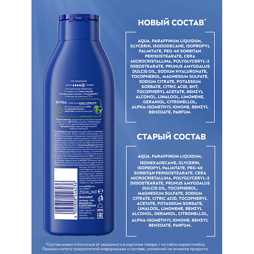 NIVEA Молочко для тела "Питание и забота" для сухой кожи, интенсивно увлажняющее с миндальным маслом – фото 8