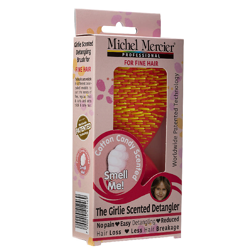 MICHEL MERCIER Расческа для тонких волос детская с ароматом сахарной ваты Girlie Cooton Candy Scented Detangler Fine Hair – фото 2