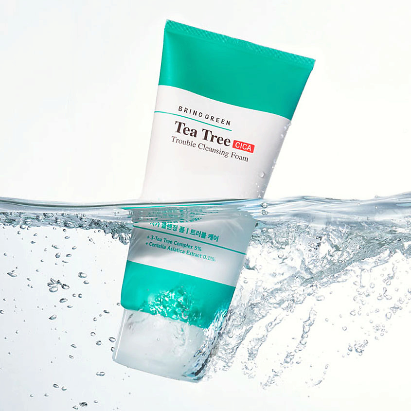 BRING GREEN Пенка для очищения для проблемной кожи лица с чайным деревом и центеллой азиатской Tea Tree Trouble Cleansing Foam – фото 2