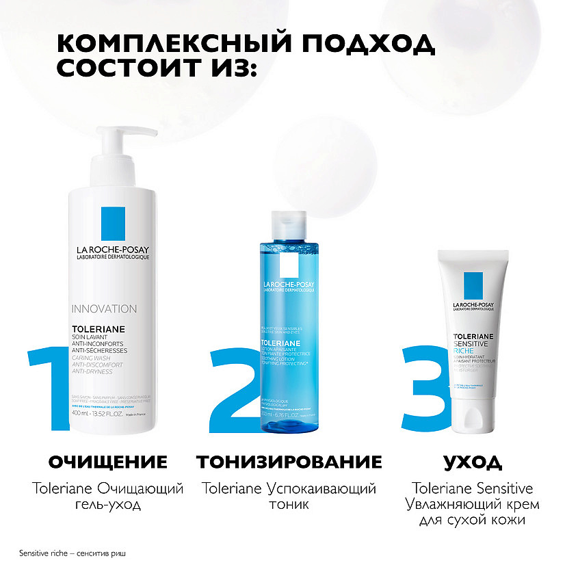 LA ROCHE-POSAY Toleriane Sensitive Riche Увлажняющий питательный крем для лица для сухой чувствительной кожи с пребиотической формулой, маслом карите (ши), скваланом, ниацинамидом и глицерин – фото 5