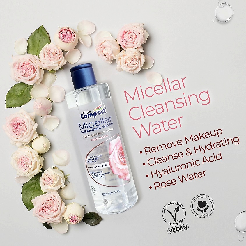 ULTRA COMPACT Вода мицеллярная для снятия макияжа с экстрактом розы Micellar Cleansing Water Rose Water – фото 3