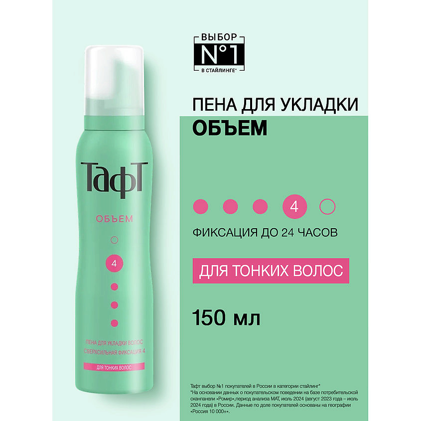 ТАФТ Пена для укладки волос Объем, для тонких волос, сверхсильная фиксация 4 – фото 4