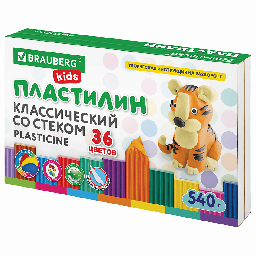 Изображение товара BRAUBERG Пластилин классический KIDS, 36 цв.