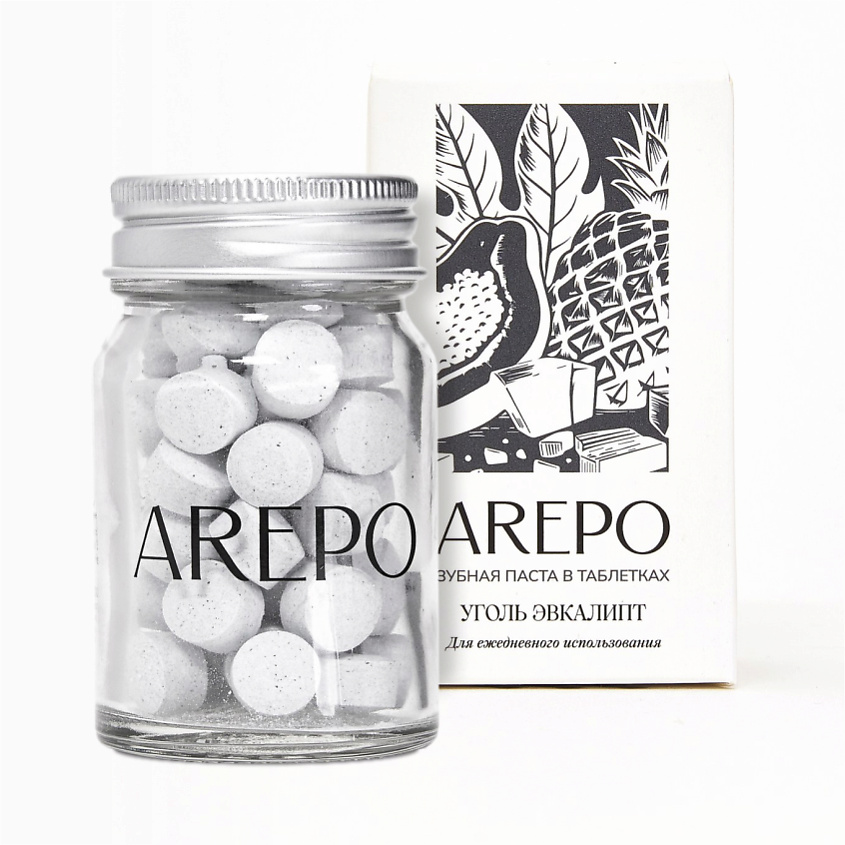 Изображение товара Зубная паста в таблетках AREPO УГОЛЬ ЭВКАЛИПТ натуральный уход 55 шт