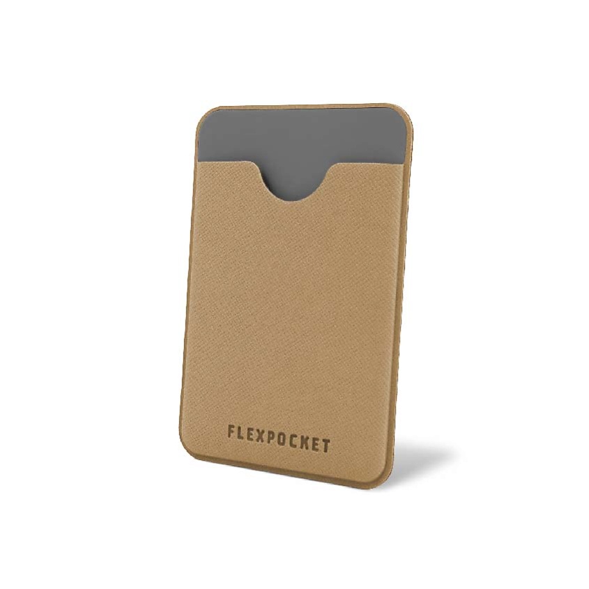 Изображение товара FLEXPOCKET Чехол для карты на телефон из экокожи самоклеящийся бежевый