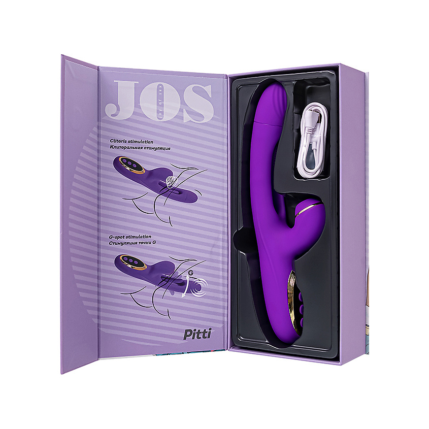 Изображение товара JOS JOY OF SEX Вибратор с вакуумной стимуляцией и язычком JOS Pitti, силикон, фиолетовый, 24 см