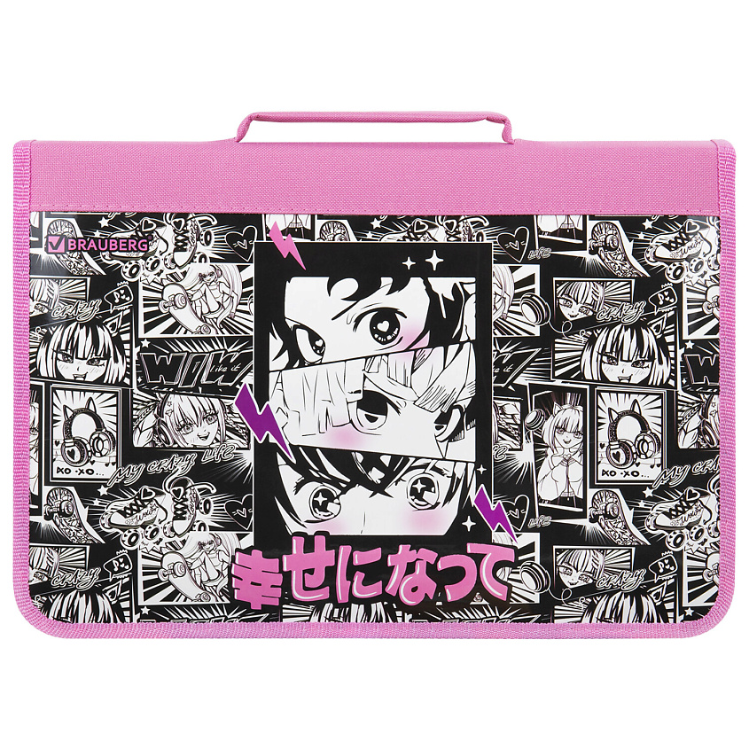 Изображение товара BRAUBERG Папка на молнии С РУЧКОЙ Аниме фильм, 1 шт