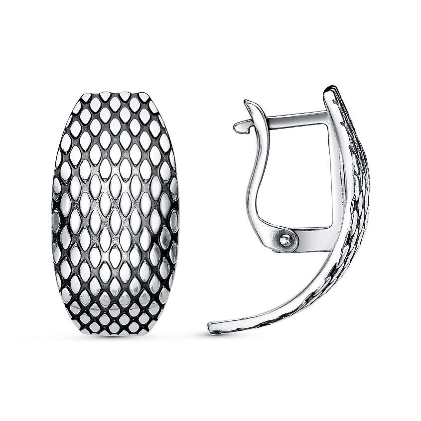 Изображение товара Эффектные женские серьги из мельхиора с серебрением и оксидированием