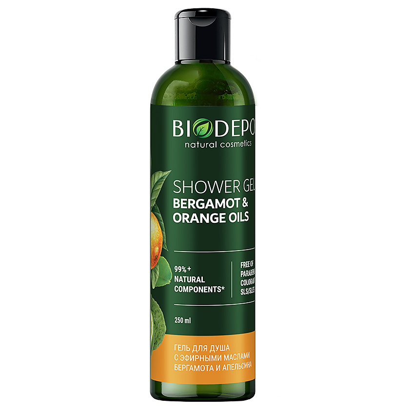 Изображение товара BIODEPO Гель для душа натуральный с эфирными маслами бергамота и апельсина Essential Oils Of Bergamot And Orange, 250 мл
