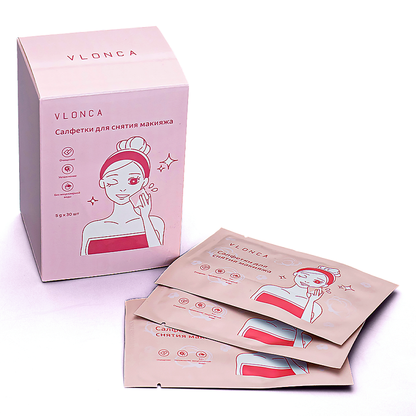 Изображение товара VLONCA Влажные салфетки для снятия макияжа, 30 шт.