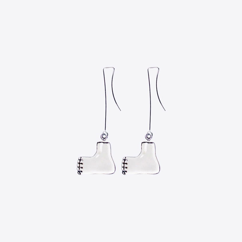 Изображение товара LA PALME ARTISAN CERAMICA Серьги авторские Спешу нога Л, Белый