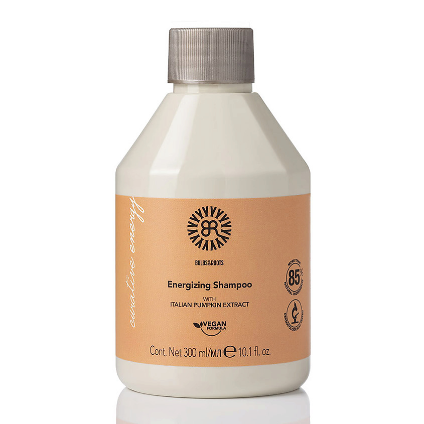 Изображение товара BULBS&ROOTS Шампунь укрепляющий для ослабленных волос с экстрактом тыквы, веган Energizing, 300 мл