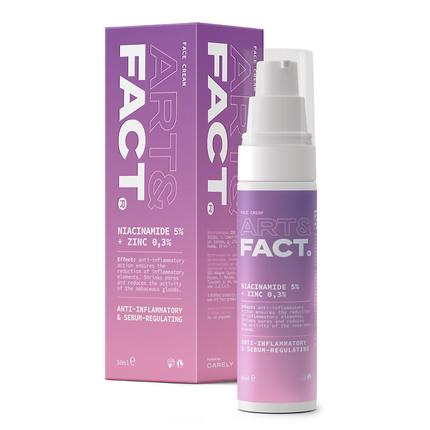 Изображение товара ART&FACT Корректирующий крем-гель антиакне для проблемной кожи с ниацинамидом и цинком, 30 мл