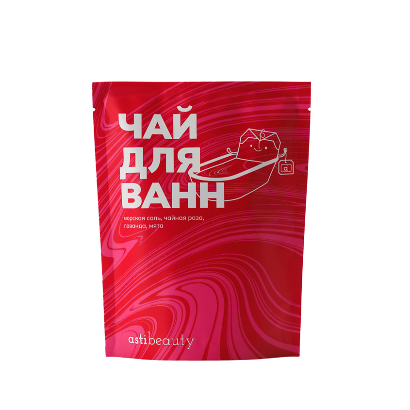 Изображение товара ASTIBEAUTY Чай для ванн с морской солью и сухоцветами Лаванда, роза, мята, 1 шт.