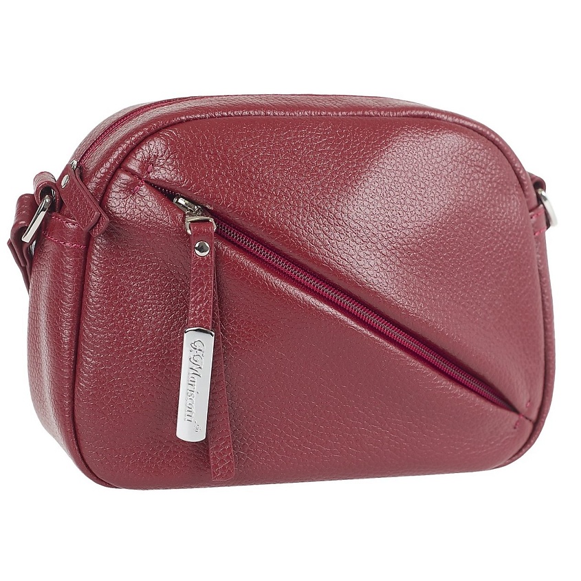 Изображение товара Сумка женская кожаная через плечо, кросс-боди, Бордовый