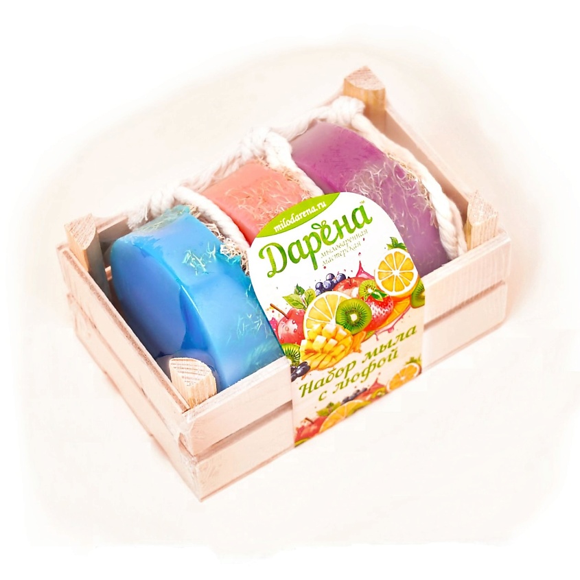 Изображение товара Набор мыла с люфой из 3 шт No4 матовый - нежное очищение и массаж для тела