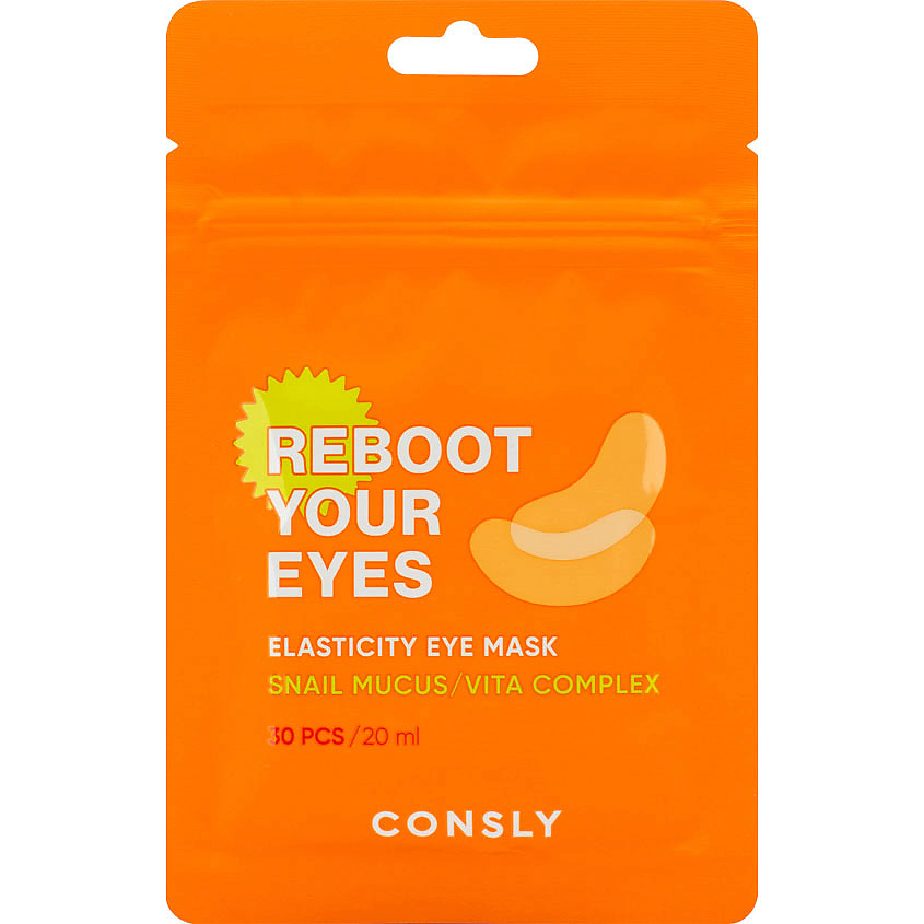 Изображение товара CONSLY Тканевые маска-патчи для области вокруг глаз с муцином улитки и витаминным комплексом Reboot Your Eyes Elasticity Eye Mask, 30 шт