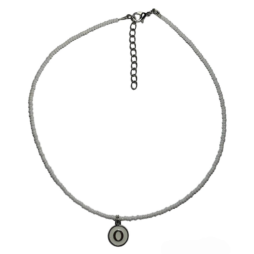 Изображение товара Женский чокер из бисера и натуральных бусин на ювелирном тросике белого цвета