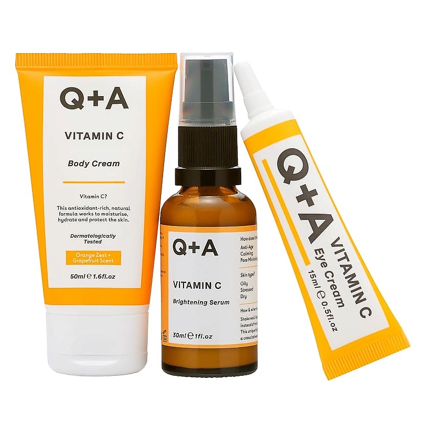 Изображение товара Q+A Подарочный набор для ухода за лицом и телом Glow Heroes, 50 мл + 30 мл + 15 мл