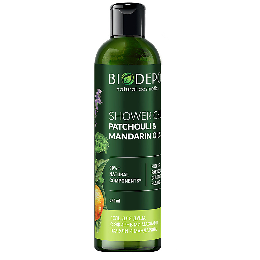 Изображение товара BIODEPO Гель для душа натуральный с эфирными маслами пачули и мандарина Patchouli And Tangerine Essential Oils, 250 мл