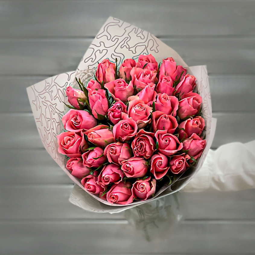 Изображение товара БУКЕТ МАРКЕТ ДАРИТЕ С УДОВОЛЬСТВИЕМ Букет из 35 розовых роз в упаковке Кения 40 см, 1шт.