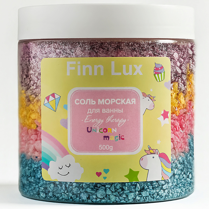 Изображение товара FINNLUX СОЛЬ МОРСКАЯ для ванны «UNICORN MAGIC» с Шиммером, 600 g