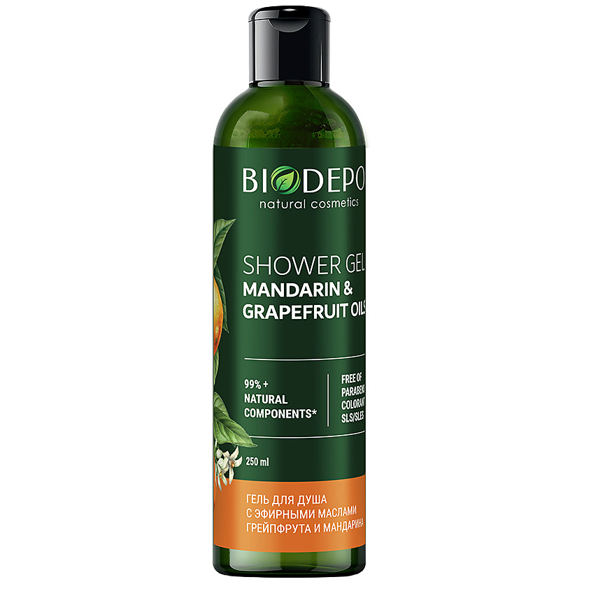 Изображение товара BIODEPO Гель для душа с эфирными маслами грейпфрута и мандарина 250 мл naturel