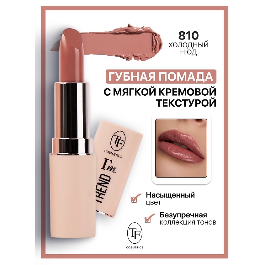 Изображение товара TF Помада губная I'm TREND тон 810 - насыщенный цвет и кремовая текстура