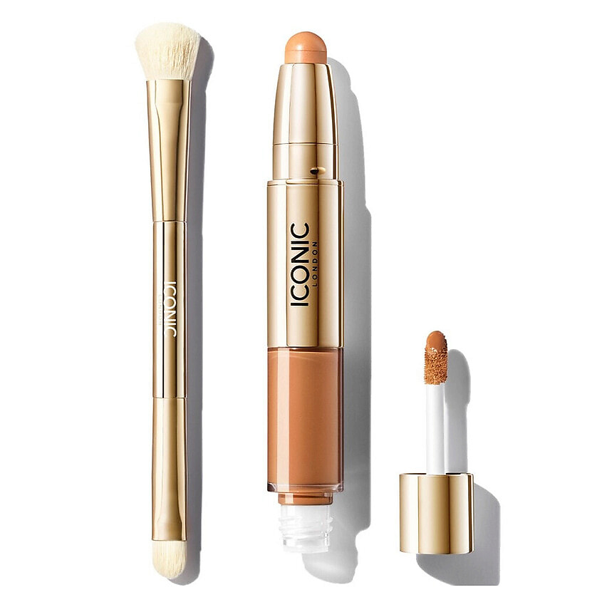 Изображение товара ICONIC LONDON Набор: Консилер Radiant + Кисть для консилера Concealer Duo Brush, Warm Tan