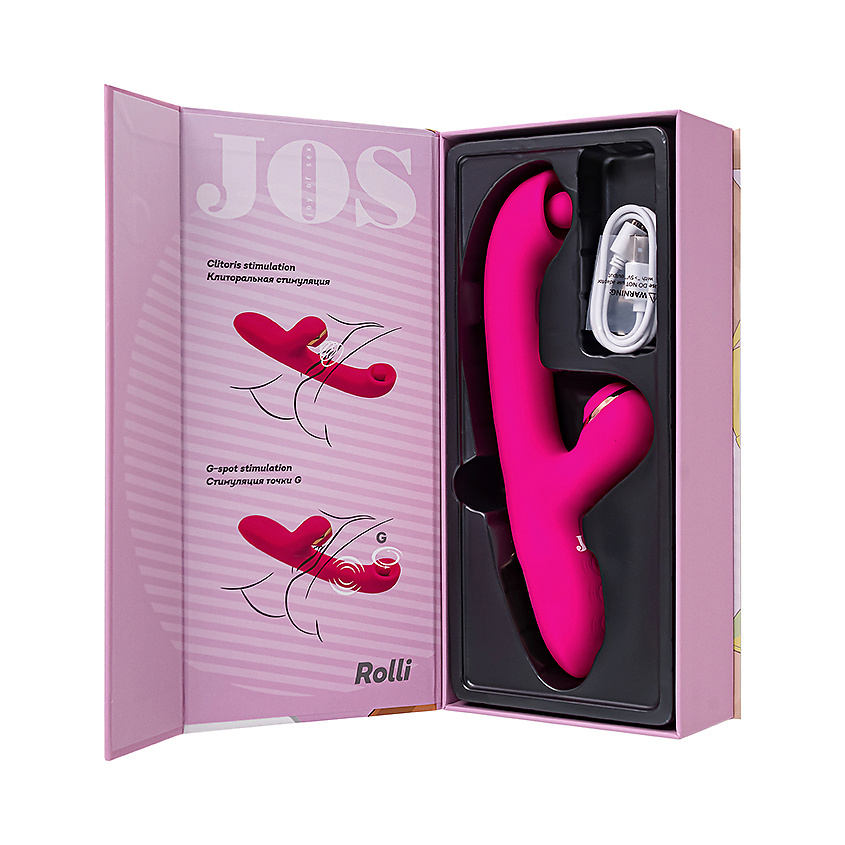 Изображение товара Вибратор JOS JOY OF SEX ROLLI с вакуумной стимуляцией и шариком 22 см розовый