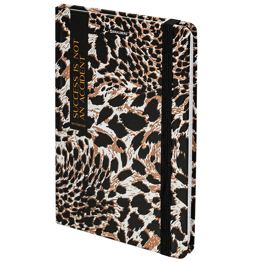 Изображение товара Блокнот BRAUBERG Leopard А5 96 листов с фиксатором и твердыой обложкой