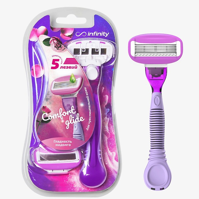 Изображение товара INFINITY Бритва женская станок ComfortGlide с 2 сменными кассетами, цвет: Розовый