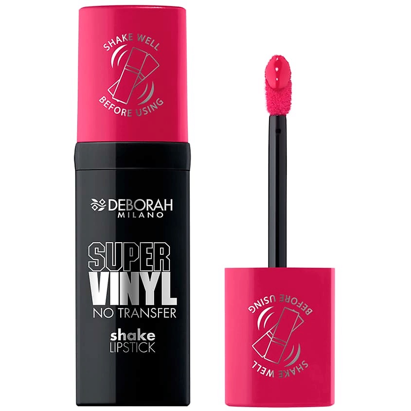 Изображение товара DEBORAH MILANO Помада для губ жидкая Super Vinyl No Transfer Shake Lipstick, Тон 03, вишнево-розовый, 4,5 г