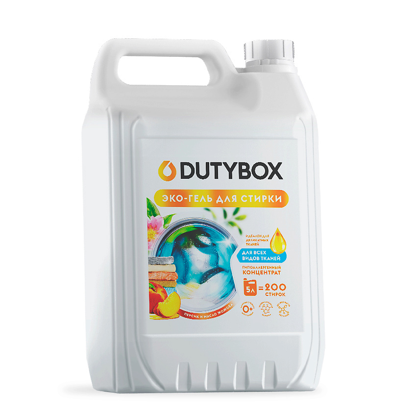Изображение товара DUTYBOX Гель для стирки универсальный Персик и масло жожоба, жидкий порошок, гипоаллергенный, 1 шт.