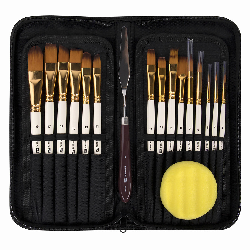 Изображение товара BRAUBERG Художественные кисти 15 шт + мастихин в пенале