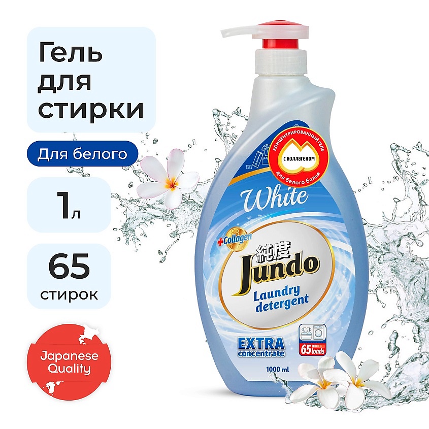 Изображение товара JUNDO Premium White Гель для стирки белого белья, концентрированный, автомат, жидкий порошок, 1000 мл