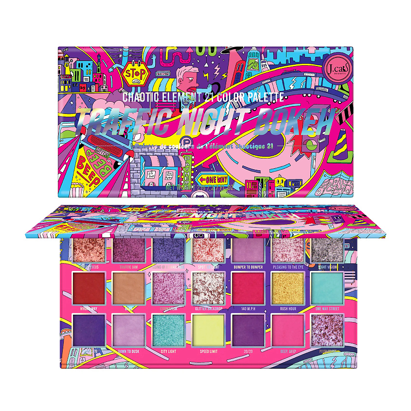 Изображение товара J. CAT BEAUTY Палетка теней для век 21 оттенок CHAOTIC ELEMENT, № 102, 21 г