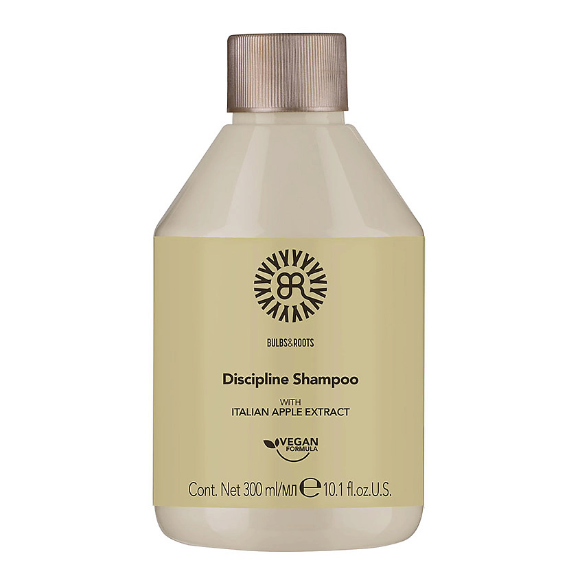 Изображение товара BULBS&ROOTS Шампунь разглаживающий для непослушных волос с яблочным экстрактом, веган Discipline, 300 мл
