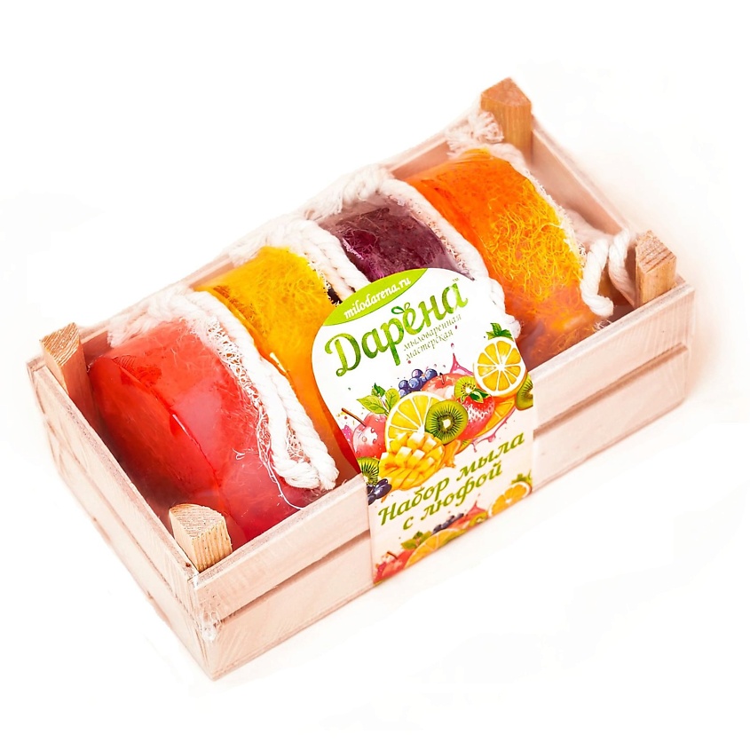 Изображение товара ДАРЁНА МЫЛОВАРЕННАЯ МАСТЕРСКАЯ Набор мыла с люфой №1, Набор мыла с люфой из 4шт