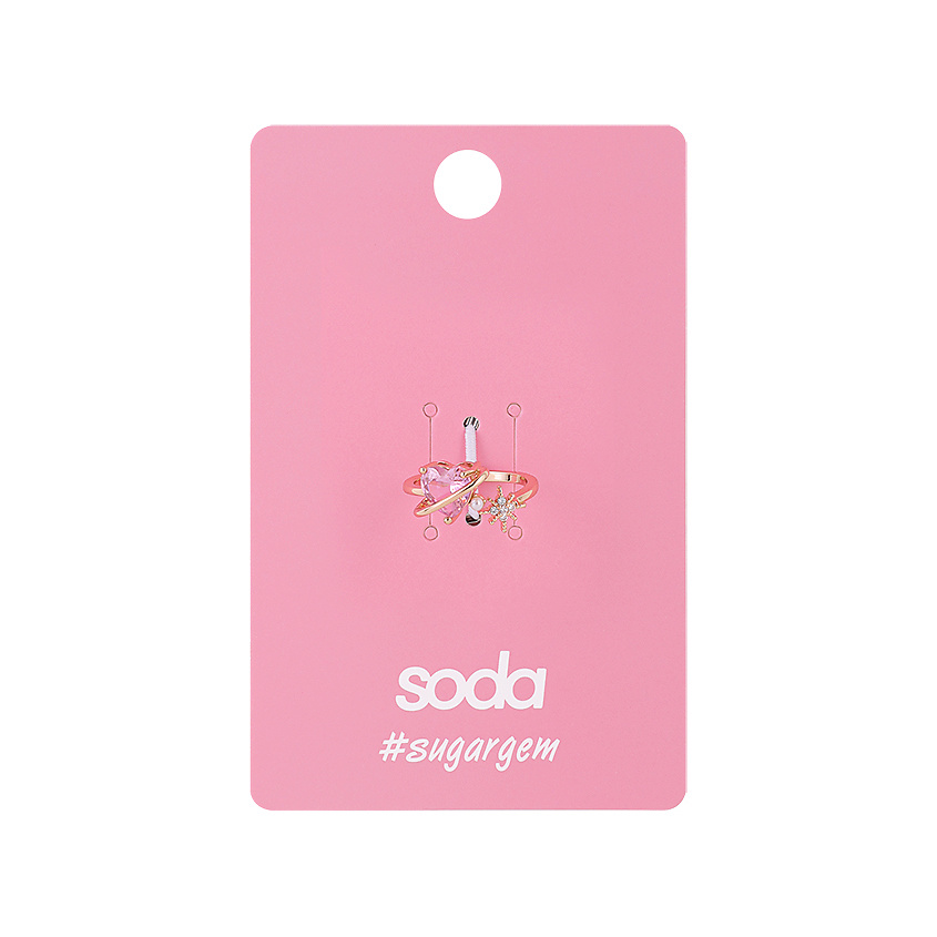 Изображение товара Кольцо SODA Heart Loop золотистое с розовым сердечком стильное украшение